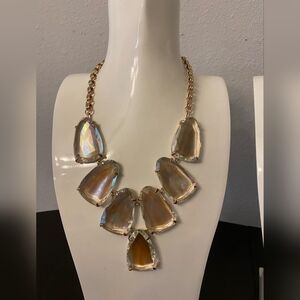 Kendra Scott Harlow Rose Gold Statement Necklace in Brown Mother of Pearl